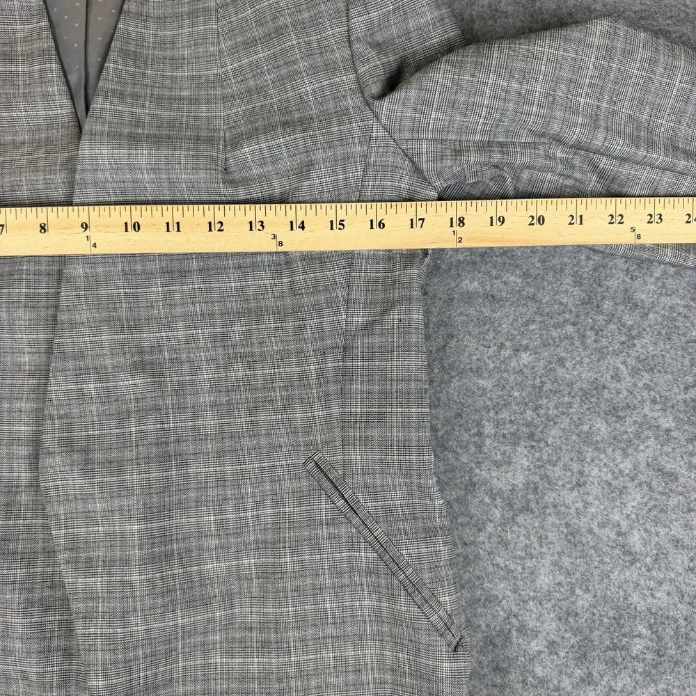 Banana Republic Size 4 Blazer Grey Plaid Glen Check Collarless Suit Jacket